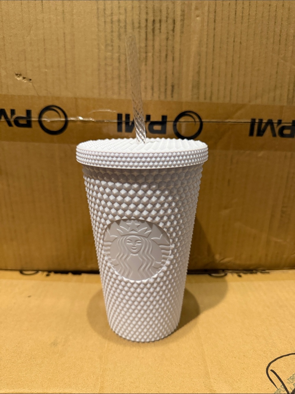 Starbucks White Textured Studded Tumbler with Clear Straw